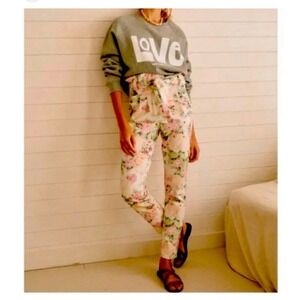 $160 SÉZANE floral pants belt waist 100% cotton Size 36 (waist 29.5")